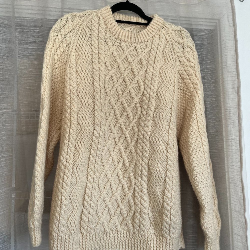 L Vintage Cream Chunky Sweater